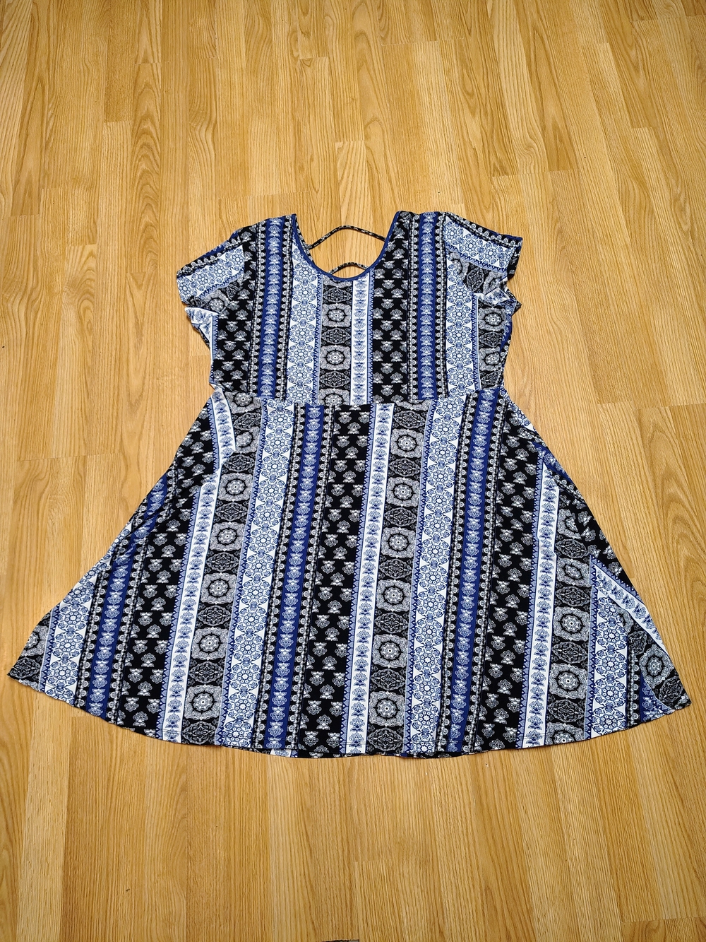 Bobbie Brooks Blue & Black Striped Pattern Women's Casual Dress Size 3X